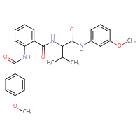 Chemical structure of 4-methoxy-N-[2-({1-[(3-methoxyphenyl)carbamoyl]-2-methylpropyl}carbamoyl)phenyl]benzamide - CSSB00102625769