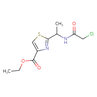 Chemical structure of ethyl 2-[1-(2-chloroacetamido)ethyl]-1,3-thiazole-4-carboxylate - CSSB01707416667