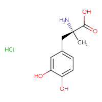 Chemical structure of (2R)-2-amino-3-(3,4-dihydroxyphenyl)-2-methylpropanoic acid hydrochloride - CSSB00121573879