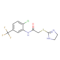 Chemical structure of N-[2-chloro-5-(trifluoromethyl)phenyl]-2-(4,5-dihydro-1H-imidazol-2-ylsulfanyl)acetamide - CSSB03437852845