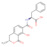 Chemical structure of (2S)-2-{[(3R)-8-hydroxy-3-methyl-1-oxo-3,4-dihydro-1H-2-benzopyran-7-yl]formamido}-3-phenylpropanoic acid - CSSB00025740346