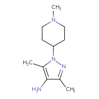 Chemical structure of 3,5-dimethyl-1-(1-methylpiperidin-4-yl)-1H-pyrazol-4-amine - CSSB00010900677