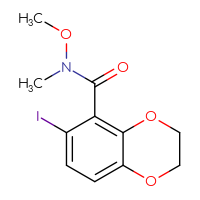 Chemical structure of 6-iodo-N-methoxy-N-methyl-2,3-dihydro-1,4-benzodioxine-5-carboxamide - CSSB21151592521