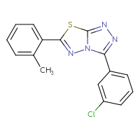Chemical structure of 3-(3-chlorophenyl)-6-(2-methylphenyl)-[1,2,4]triazolo[3,4-b][1,3,4]thiadiazole - CSSB00121637812
