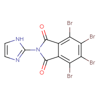 Chemical structure of 4,5,6,7-tetrabromo-2-(1H-imidazol-2-yl)-2,3-dihydro-1H-isoindole-1,3-dione - CSSB00138413513