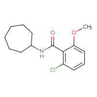 Chemical structure of 2-chloro-N-cycloheptyl-6-methoxybenzamide - CSSB01386429387