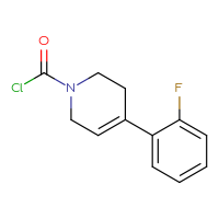 Chemical structure of 4-(2-fluorophenyl)-1,2,3,6-tetrahydropyridine-1-carbonyl chloride - CSSB14968818976