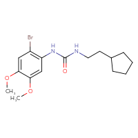 Chemical structure of 1-(2-bromo-4,5-dimethoxyphenyl)-3-(2-cyclopentylethyl)urea - CSSB02123426482