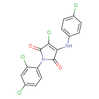 Chemical structure of 3-chloro-4-[(4-chlorophenyl)amino]-1-(2,4-dichlorophenyl)-2,5-dihydro-1H-pyrrole-2,5-dione - CSSB00121733950