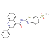 Chemical structure of N-(6-methanesulfonyl-1,3-benzothiazol-2-yl)-2-phenylquinoline-4-carboxamide - CSSB00028324526