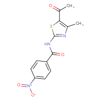 Chemical structure of N-(5-acetyl-4-methyl-1,3-thiazol-2-yl)-4-nitrobenzamide - CSSB00121605699