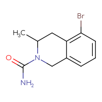Chemical structure of 5-bromo-3-methyl-1,2,3,4-tetrahydroisoquinoline-2-carboxamide - CSSB02366450092