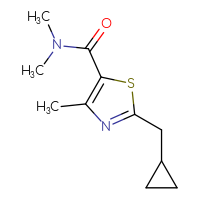 Chemical structure of 2-(cyclopropylmethyl)-N,N,4-trimethyl-1,3-thiazole-5-carboxamide - CSSB01992203888