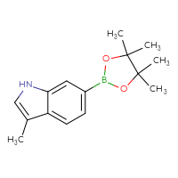 Chemical structure of 3-methyl-6-(4,4,5,5-tetramethyl-1,3,2-dioxaborolan-2-yl)-1H-indole - CSSB00010209595