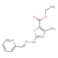 Chemical structure of ethyl 4-methyl-2-[(2E)-2-[(pyridin-2-yl)methylidene]hydrazin-1-yl]-1,3-thiazole-5-carboxylate - CSSB00132629547
