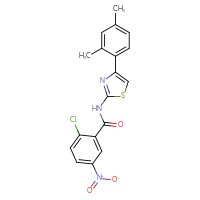 Chemical structure of 2-chloro-N-[4-(2,4-dimethylphenyl)-1,3-thiazol-2-yl]-5-nitrobenzamide - CSSB00121673139