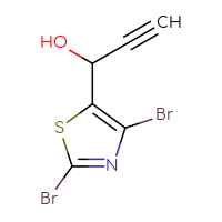 Chemical structure of 1-(2,4-dibromo-1,3-thiazol-5-yl)prop-2-yn-1-ol - CSSB21246425174