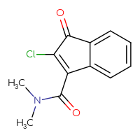 Chemical structure of 2-chloro-N,N-dimethyl-1-oxo-1H-indene-3-carboxamide - CSSB21043419071