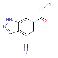 Chemical structure of methyl 4-cyano-1H-indazole-6-carboxylate - CSSB00161114343