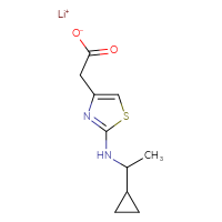 Chemical structure of lithium(1+) 2-{2-[(1-cyclopropylethyl)amino]-1,3-thiazol-4-yl}acetate - CSSB00025777544