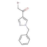 Chemical structure of 1-(1-benzyl-1H-pyrazol-4-yl)-2-bromoethan-1-one - CSSB02125656652