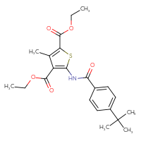 Chemical structure of 2,4-diethyl 5-(4-tert-butylbenzamido)-3-methylthiophene-2,4-dicarboxylate - CSSB00027990951