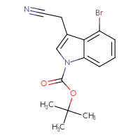 Chemical structure of tert-butyl 4-bromo-3-(cyanomethyl)-1H-indole-1-carboxylate - CSSB03440181006