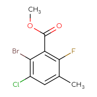 Chemical structure of methyl 2-bromo-3-chloro-6-fluoro-5-methylbenzoate - CSSB14800999803