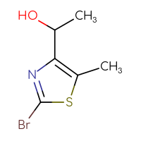 Chemical structure of 1-(2-bromo-5-methyl-1,3-thiazol-4-yl)ethan-1-ol - CSSB21246427329