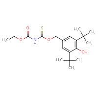 Chemical structure of ethyl N-{[(3,5-di-tert-butyl-4-hydroxyphenyl)methoxy]methanethioyl}carbamate - CSSB00161153086