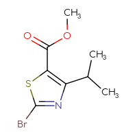 Chemical structure of methyl 2-bromo-4-(propan-2-yl)-1,3-thiazole-5-carboxylate - CSSB00010274345