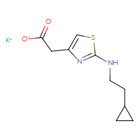 Chemical structure of potassium 2-{2-[(2-cyclopropylethyl)amino]-1,3-thiazol-4-yl}acetate - CSSB00025778767