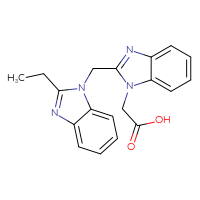 Chemical structure of 2-{2-[(2-ethyl-1H-1,3-benzodiazol-1-yl)methyl]-1H-1,3-benzodiazol-1-yl}acetic acid - CSSB00025746473