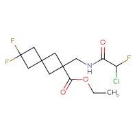 Chemical structure of ethyl 2-[(2-chloro-2-fluoroacetamido)methyl]-6,6-difluorospiro[3.3]heptane-2-carboxylate - CSSB21332126445