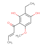 Chemical structure of (2E)-1-(3-ethyl-2,4-dihydroxy-6-methoxyphenyl)but-2-en-1-one - CSSB06256047819