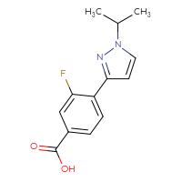 Chemical structure of 3-fluoro-4-[1-(propan-2-yl)-1H-pyrazol-3-yl]benzoic acid - CSSB02526062955