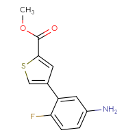 Chemical structure of methyl 4-(5-amino-2-fluorophenyl)thiophene-2-carboxylate - CSSB06586484381