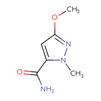 Chemical structure of 3-methoxy-1-methyl-1H-pyrazole-5-carboxamide - CSSB00010827605