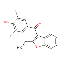 Chemical structure of 4-(2-ethyl-1-benzofuran-3-carbonyl)-2,6-diiodophenol - CSSB00000054909