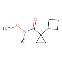 Chemical structure of 1-cyclobutyl-N-methoxy-N-methylcyclopropane-1-carboxamide - CSSB01148880577