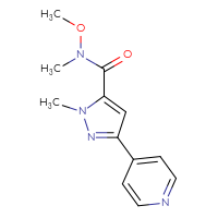 Chemical structure of N-methoxy-N,1-dimethyl-3-(pyridin-4-yl)-1H-pyrazole-5-carboxamide - CSSB02000462721