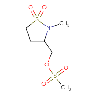 Chemical structure of (2-methyl-1,1-dioxo-1λ⁶,2-thiazolidin-3-yl)methyl methanesulfonate - CSSB21246269366