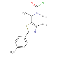 Chemical structure of N-methyl-N-{1-[4-methyl-2-(4-methylphenyl)-1,3-thiazol-5-yl]ethyl}carbamoyl chloride - CSSB21224774252