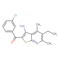 Chemical structure of 2-(3-chlorobenzoyl)-5-ethyl-4,6-dimethylthieno[2,3-b]pyridin-3-amine - CSSB00121662276