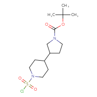 Chemical structure of tert-butyl 3-[1-(chlorosulfonyl)piperidin-4-yl]pyrrolidine-1-carboxylate - CSSB02134543674