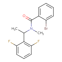 Chemical structure of 2-bromo-N-[1-(2,6-difluorophenyl)ethyl]-N-methylbenzamide - CSSB02075000800