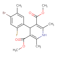 Chemical structure of 3,5-dimethyl 4-(4-bromo-2-fluoro-5-methylphenyl)-2,6-dimethyl-1,4-dihydropyridine-3,5-dicarboxylate - CSSB20539824835