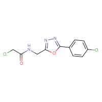 Chemical structure of 2-chloro-N-{[5-(4-chlorophenyl)-1,3,4-oxadiazol-2-yl]methyl}acetamide - CSSB00160574730