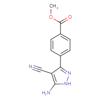 Chemical structure of methyl 4-(5-amino-4-cyano-1H-pyrazol-3-yl)benzoate - CSSB03568209971