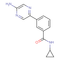 Chemical structure of 3-(5-aminopyrazin-2-yl)-N-cyclopropylbenzamide - CSSB21415982109